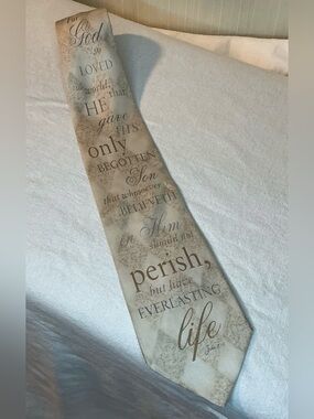 Eagles Wings Mens Beige  Silk Necktie Bible Verse